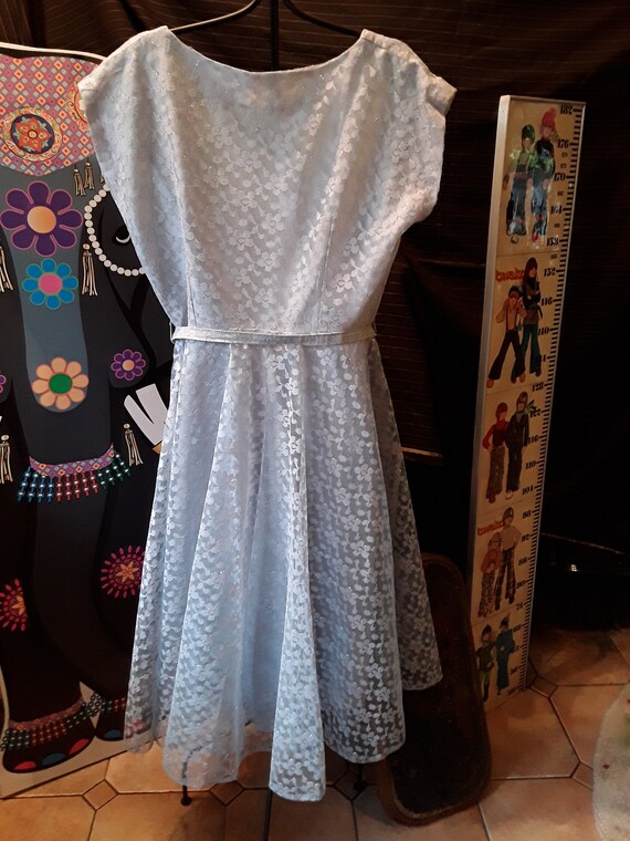 1950s sparkly ladies dress in pastel blue - image 4