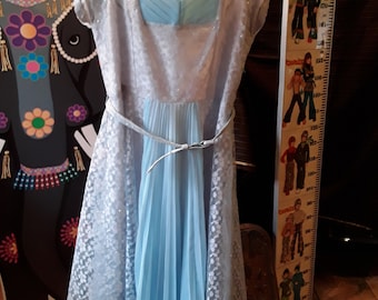 1950s sparkly ladies dress in pastel blue