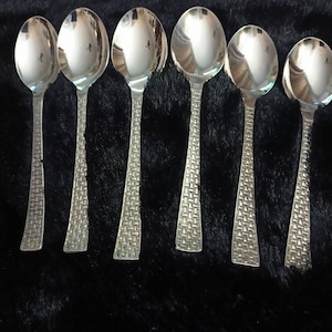 Set of 6 silver plate teaspoons Sheffield, woven design.