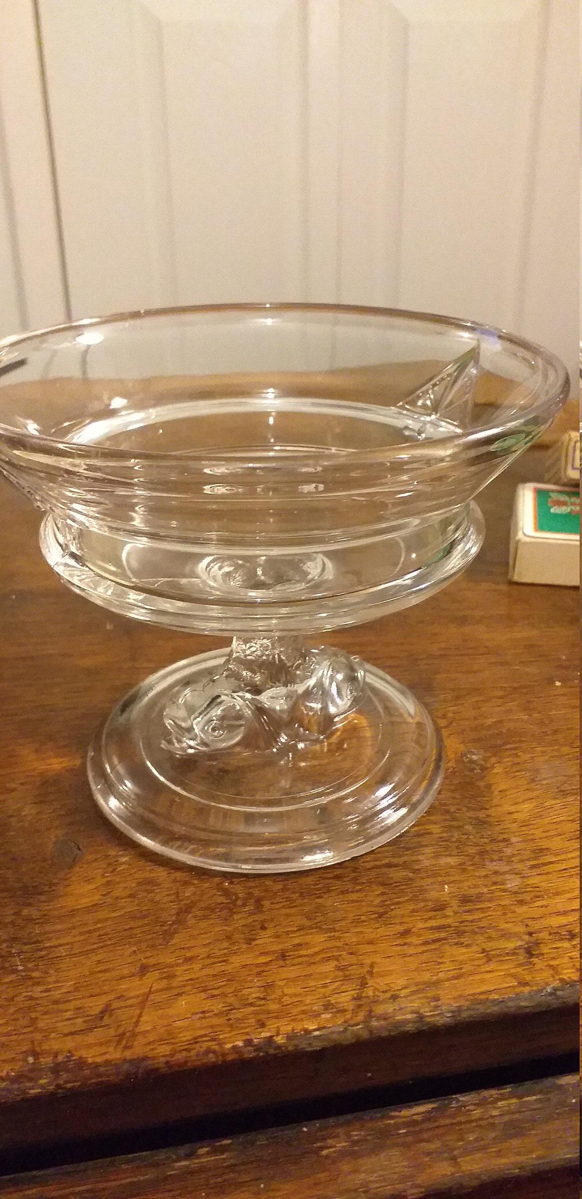 Antique compote / comport pressed glass pedestal dish twin Etsy