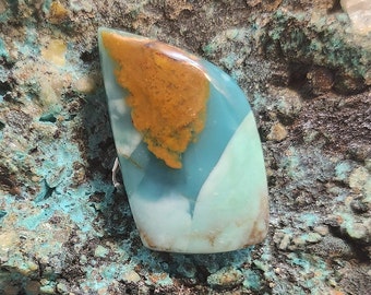 Copper Opal Wood, Designer cut cabochon, 538