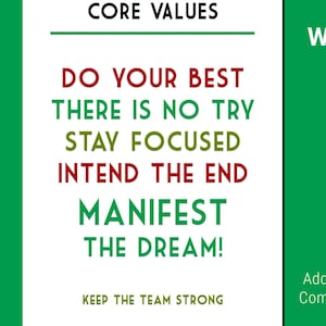 Custom Core Value Canvas Print, 20x30 Office Decor