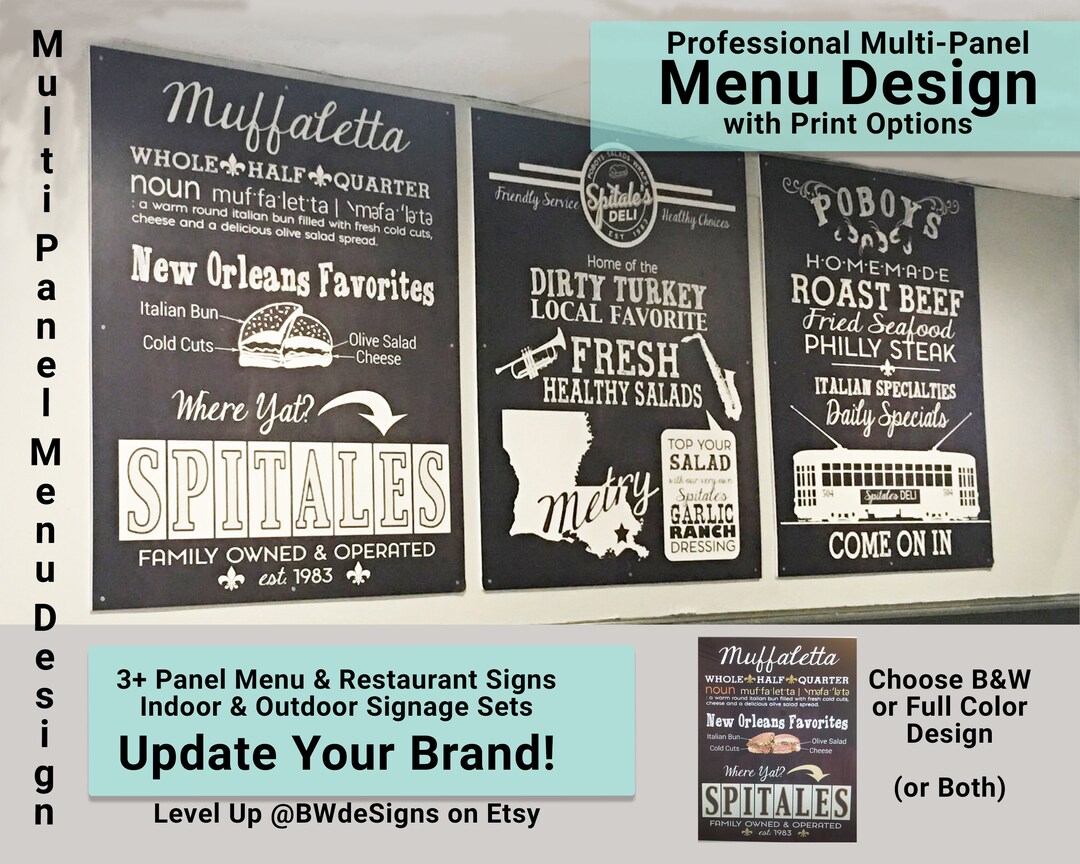 Custom Multiple Panel Menu DESIGN for Restaurant Coffee Shop Food Truck ...