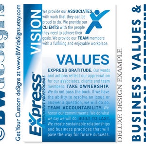 Deluxe MISSION STATEMENT Design- Core Values Poster- Purpose- Corporate Goals- Motivation Sign- Employee Inspiration- Custom Business Design