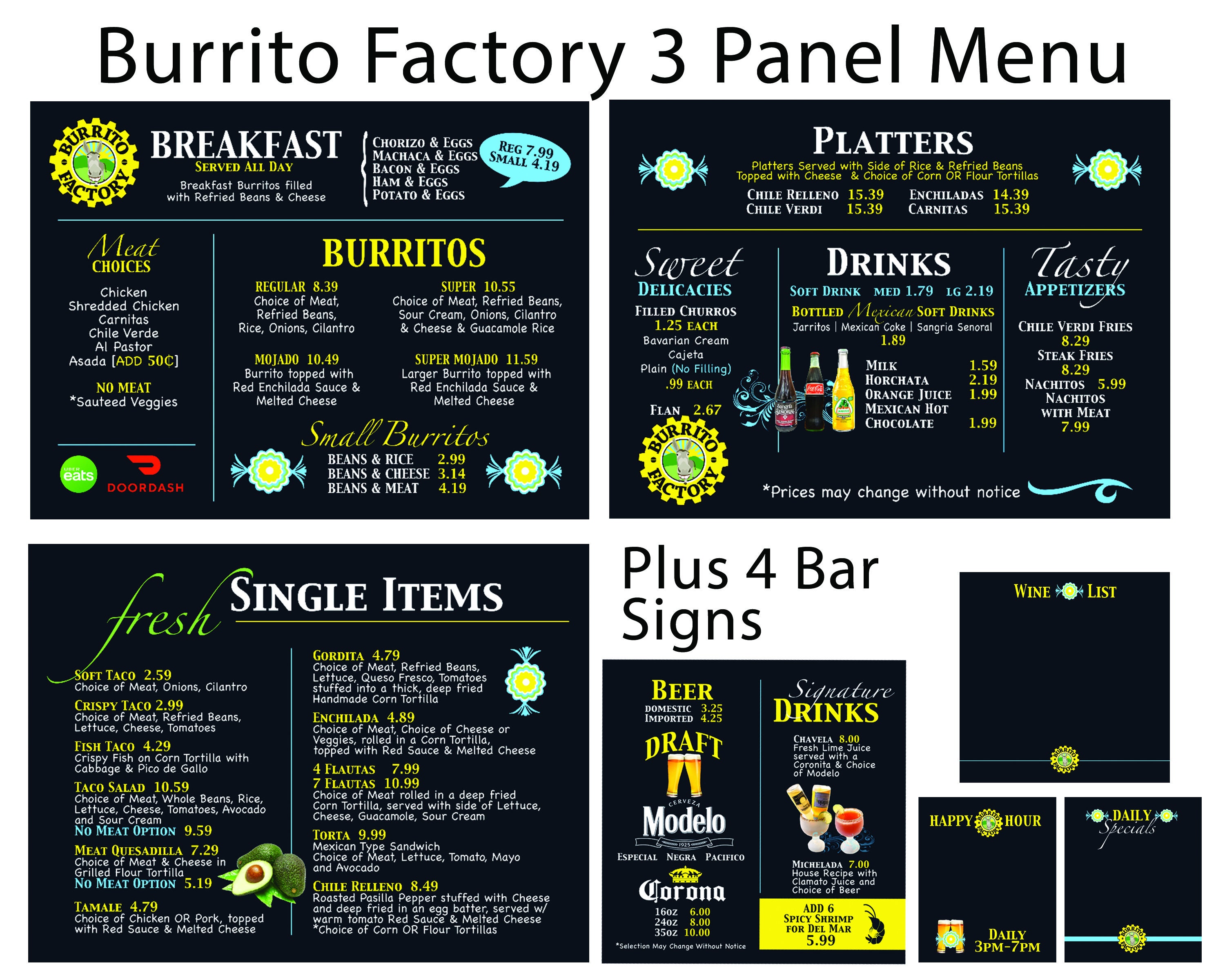 Custom Multiple Panel Menu DESIGN for Restaurant Coffee Shop Food Truck Bar | Indoor Outdoor Cafe Menu Boards Restaurant Signs Print Options