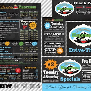 Menú multipanel personalizado para cafetería de restaurante/tableros de menú de cafetería/menú de 3 paneles/menú de 4 paneles/menú detallado/letreros de barra