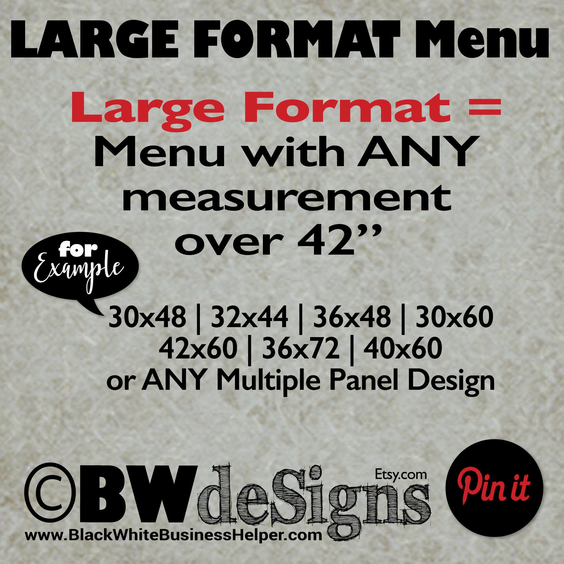 Large Format Menu Design- One Big Board or Multi-panel Design- Make a ...