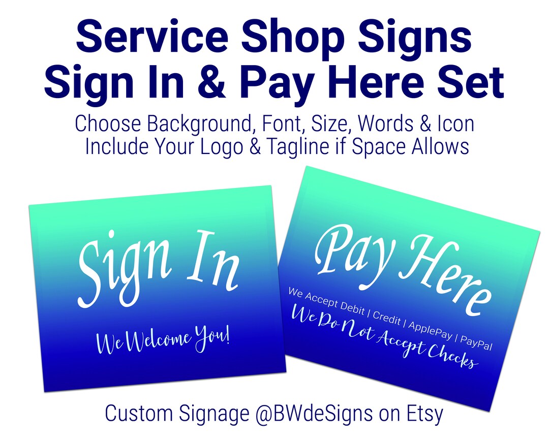 Pay Store Sign Sign In/pay Here Sign Set | Signs for Service Offices | Dr Office, Vet ...