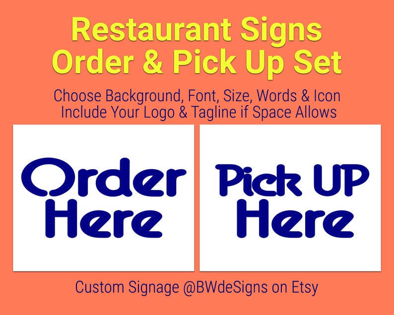 Order Here/pick-up Here Sign Set- Signs for Restaurant, Food Truck ...