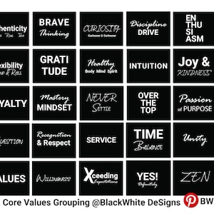 RAD Vinyl Mindset Mastery Core Values A-Z Core Value Statements | Manifesting Wall of Words | Staff Motivation | Economical Core Values Set