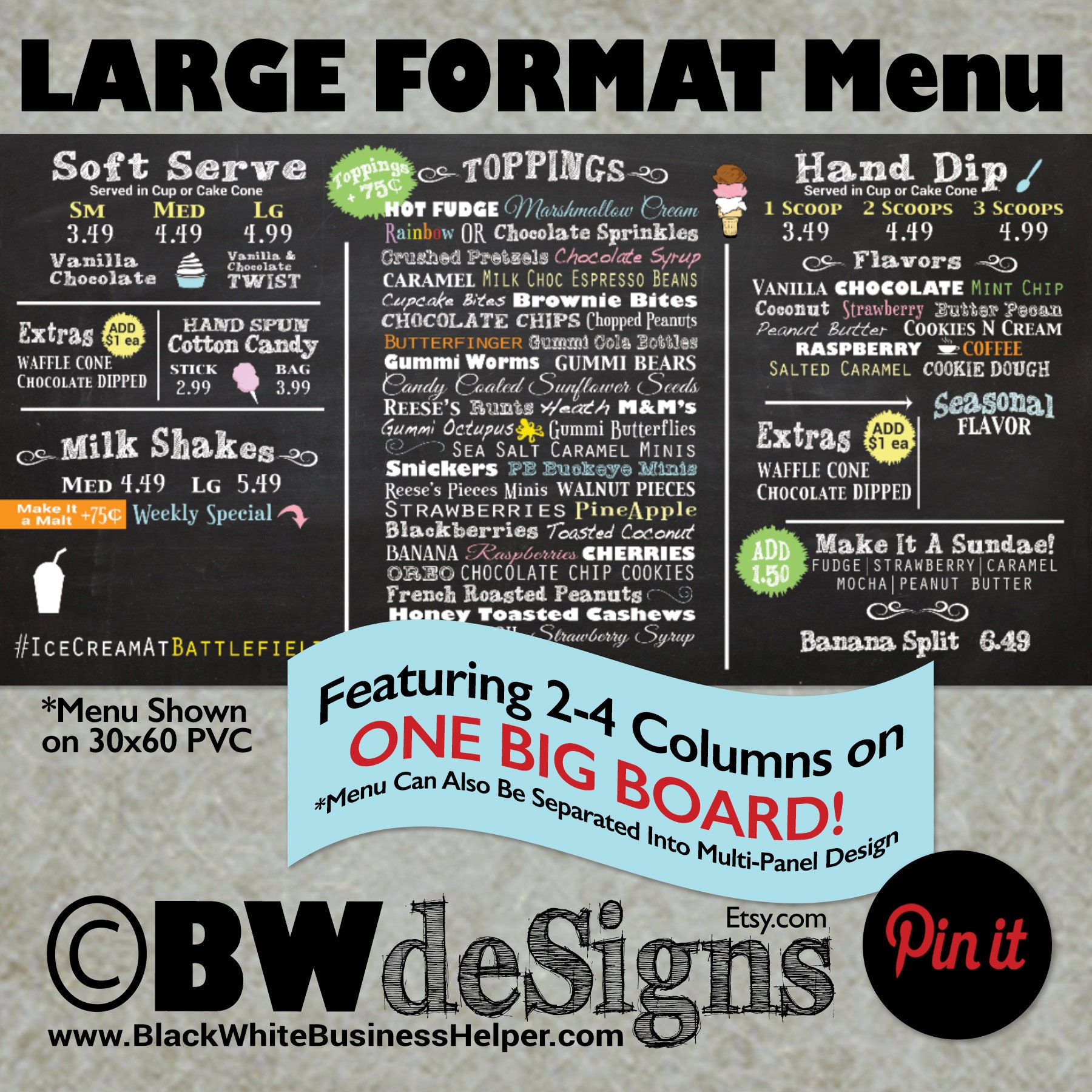 Large Format Menu Design- One Big Board or Multi-panel Design- Make a ...