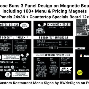 DISEÑO de menú de panel múltiple personalizado para restaurante Cafetería Camión de comida Bar / Cafetería interior al aire libre Tableros de menú Carteles de restaurante Opciones de impresión