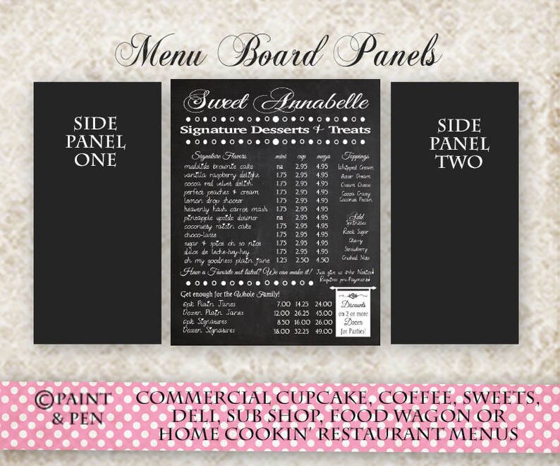 Vinyl Multi-panel Menu for Coffee Shop- Cafe Menu Boards- 3 Panel Menu ...