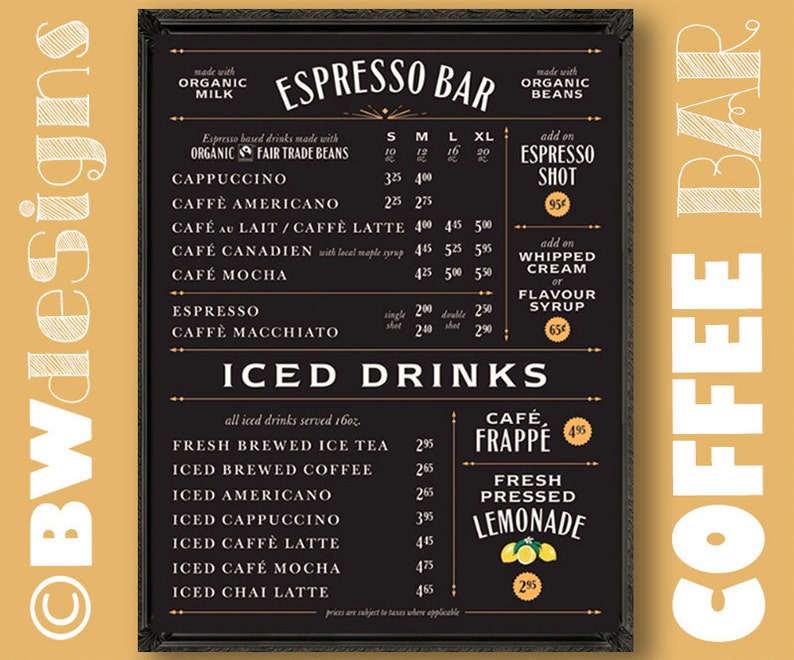 Economical Simple Clean COFFEE SHOP Sign Chalkboard Menu Etsy
