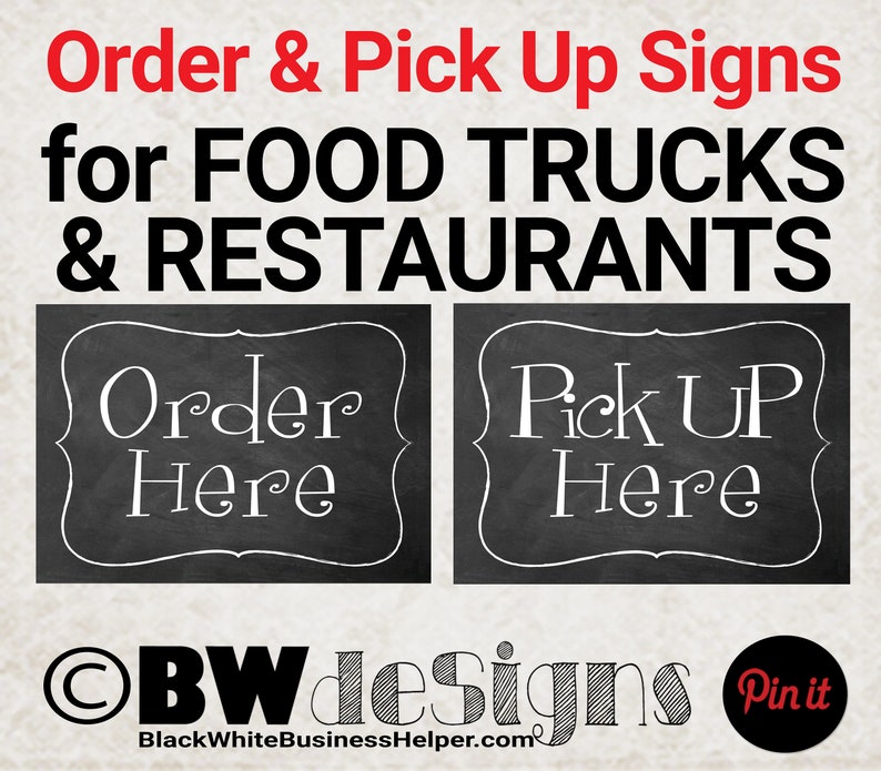 Order Here/pick-up Here Sign Set- Signs for Restaurant, Food Truck ...