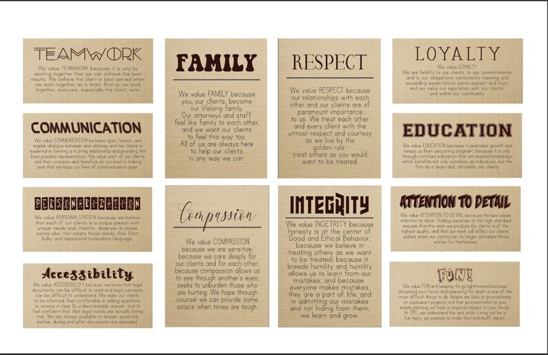 Custom Company Core Values Sign: Modern Office Decor (digital Files) - Etsy