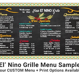 Diseño de menú personalizado de gran formato y paneles múltiples para restaurante, cafetería, camión de comida, bar/cafetería interior y exterior, tableros de menú, opciones de impresión
