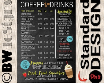 Small Menu COFFEE SHOP Sign | Custom Design Menu | Espresso Bar Menu | Drink Pricing | Cafe Snack Bar Menu | Food Truck Sign |Graphic Design