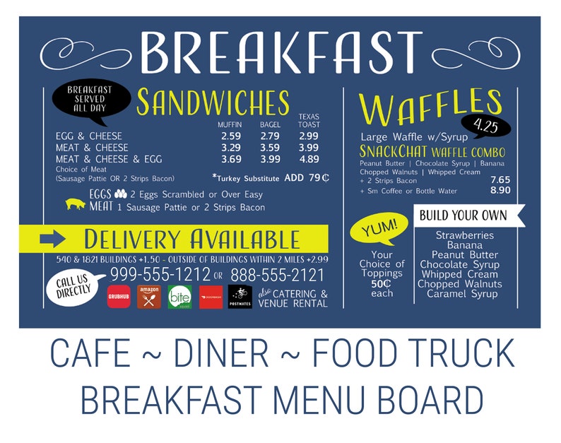 Custom Breakfast Menu Design: Cafe, Diner, Food Truck (any Size, 1-6 ...