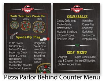 Pizza Parlor Custom Multiple Panel Menu DESIGN for Restaurant or Food Truck | Indoor Outdoor Cafe Menu Boards Restaurant Signs Print Options