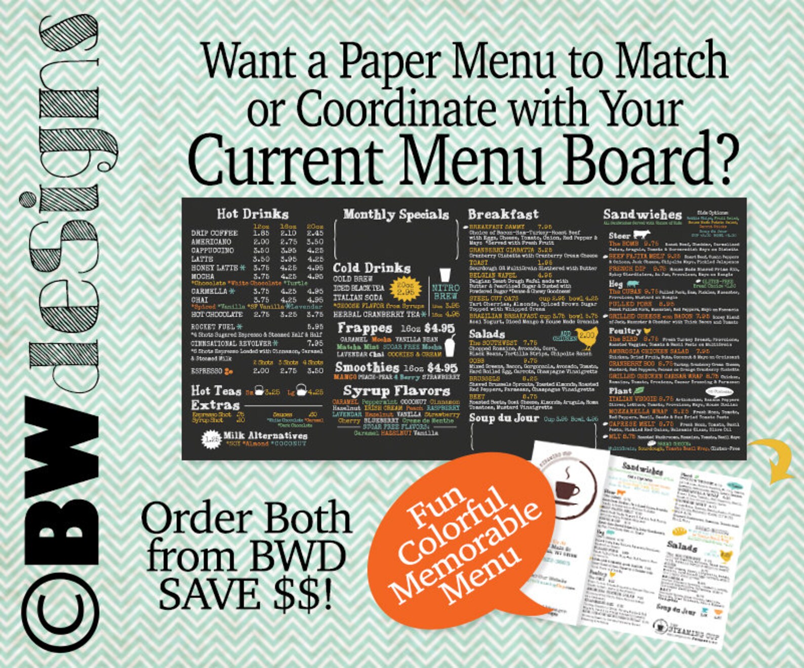 4 Column Restaurant Menu Large HORIZONTAL Menu Board Coffee | Etsy