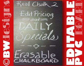 DAILY SPECIAL- Editable Sign- Erasable PVC Chalkboard- Coffee Shop Menu- Cafe Sign- Bakery- Diner/Deli- Sandwich Shop- Open House- Biz Hours