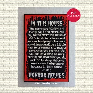 Horror Movies House Cross Stitch Pattern PDF In This House We Dig Horror Halloween Macabre Goth Geeky Nerdy Counted Chart KbK-097 image 2