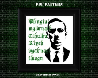 H.P. Lovecraft Cross Stitch Pattern PDF - Call of Cthulhu Pattern - Book Quote Cross Stitch - Geeky, Nerdy, Horror Cross Stitch - KbK-025