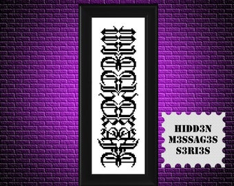 Witchcraft - Cross Stitch Pattern PDF - Hidden Message - witch counted cross stitch chart - pagan embroidery - instant download - KbK-125