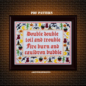 Halloween - Cross stitch pattern PDF - Double double quote pattern - Macbeth witches counted chart - Shakespeare embroidery chart - KbK-018