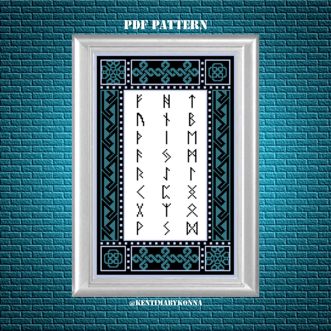 Runes Cross Stitch Pattern PDF Runic Alphabet Vikings Embroidery Chart ...