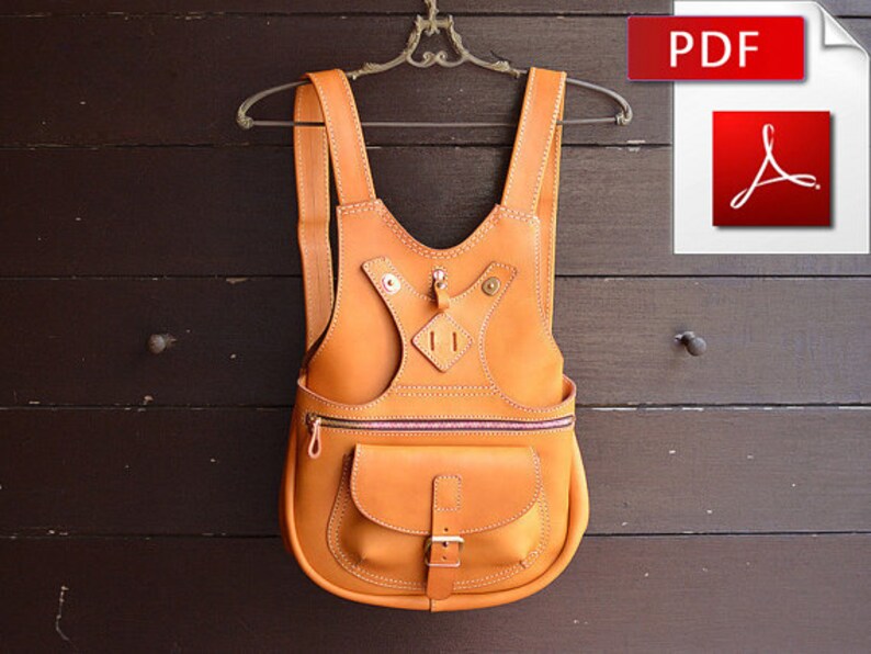 Leather backpack pattern. PDF Etsy