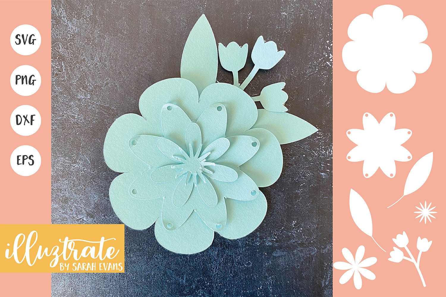 Download Floral Template 3d Flowers 3d Paper Flowers Flower Template Etsy