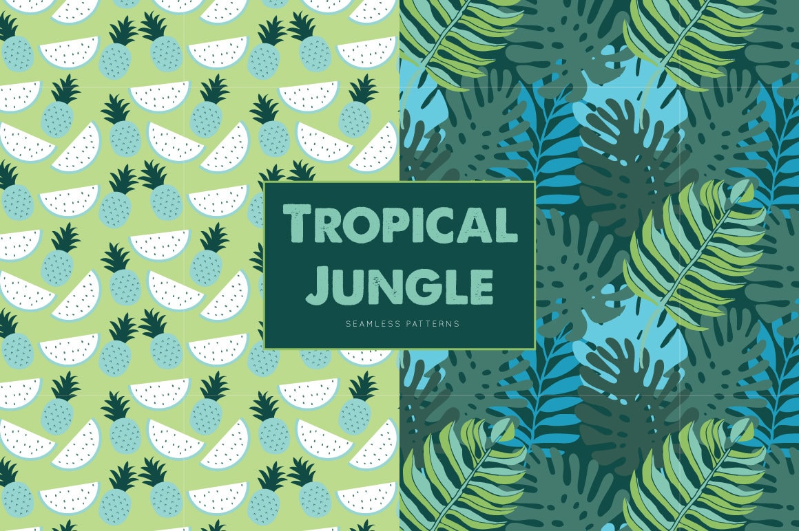 Tropical Jungle Pattern Set Seamless Patterns Digital | Etsy