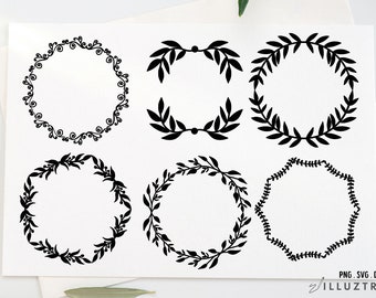 Swirl Wreath SVG | Floral Wreath Cutting File | Fern Wreath SVG File | Doodle Wreath SVG cut files