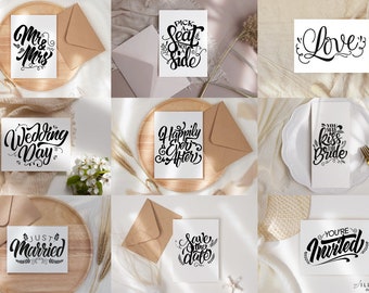Wedding svg cut files bundle, wedding quote svg bundle, wedding quote bundle svg, hand lettered wedding quote bundle, wedding sign bundle