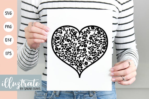 Download Flower Filled Heart Svg Lace Heart Svg Floral Heart Svg Etsy
