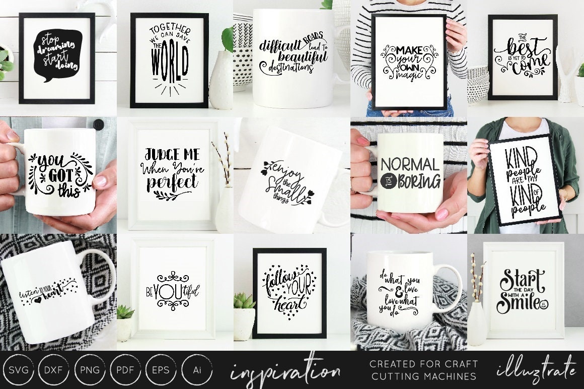 Inspirational Quotes Svg Bundle Dxf Bundle Cut Files Etsy