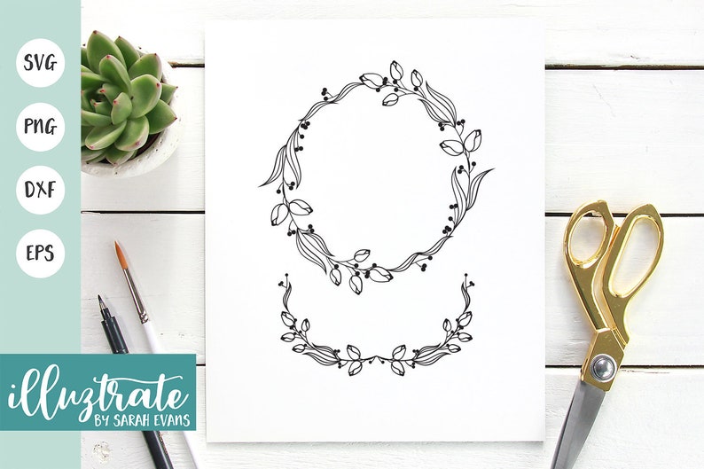 Download Monogram Frame Svg Wreath Svg File Flower Wreath Svg Circle Etsy
