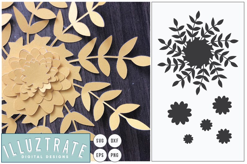 Floral Template 3d Flowers 3d Paper Flowers Flower Template Etsy