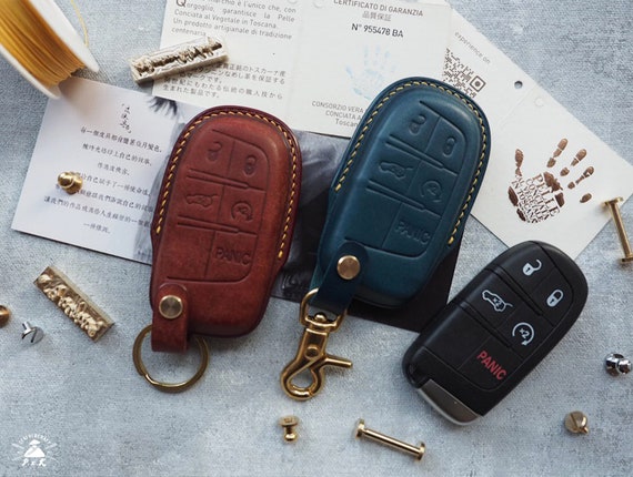 Handgefertigtes Leder JEEP Autoschlüssel Etui.Leder Auto Schlüssel Fob  Abdeckung,Fernschlüssel Etui,Auto Keychain,Smart Key Leder Etui.Geschenk,personalisiert  - .de