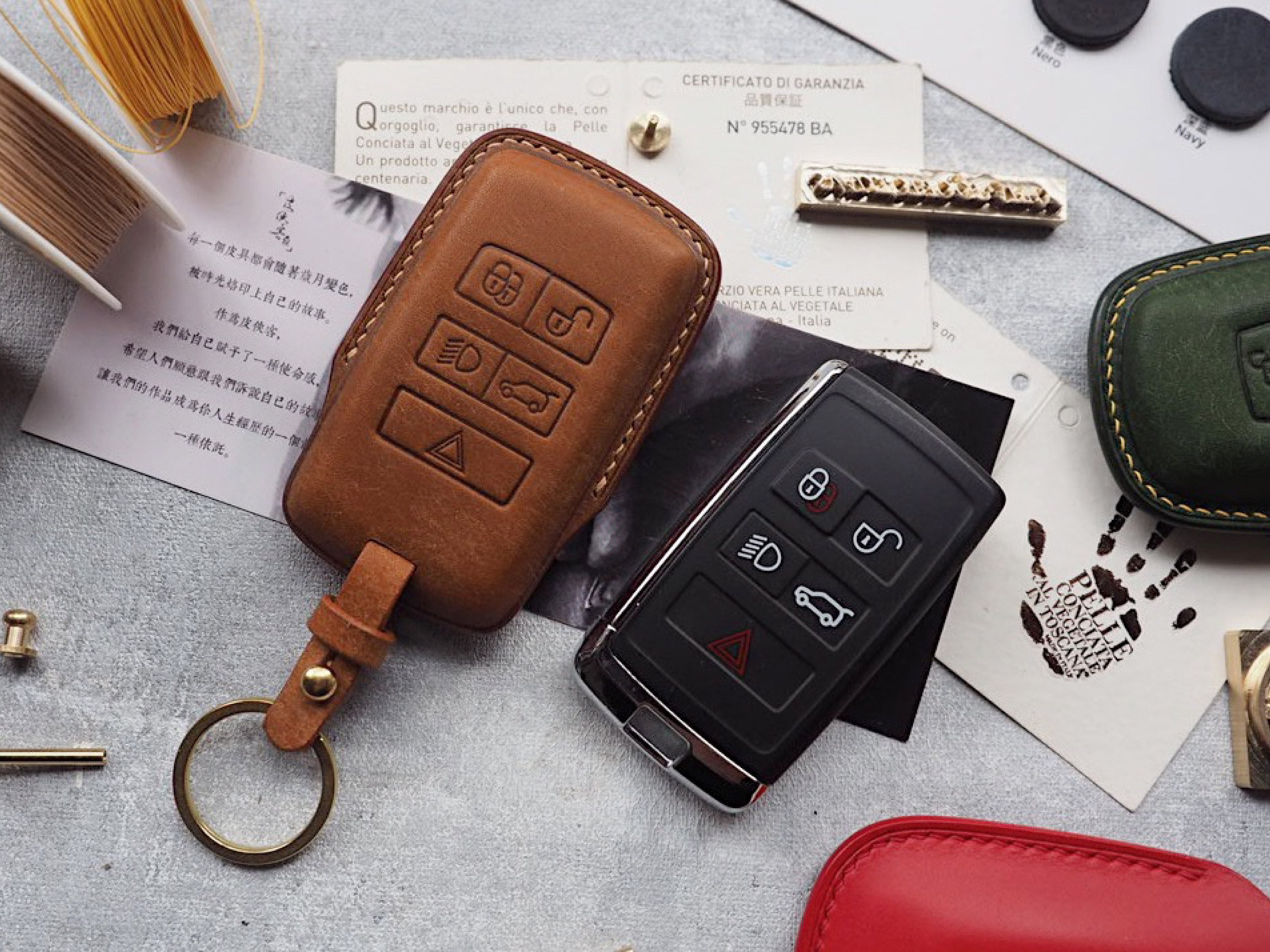 Handmade Leather Land Rover Range Rover DEFENDER Car Key Case