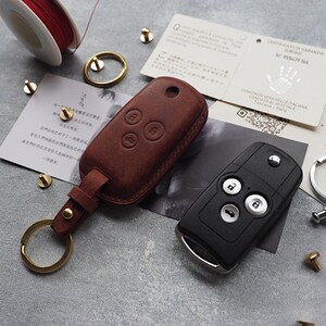 Handmade Leather Honda/Acura Car key Case.Leather Car Key Fob cover,Remote Key Case,Car Keychain,Smart Key Leather Case.gift,personalized