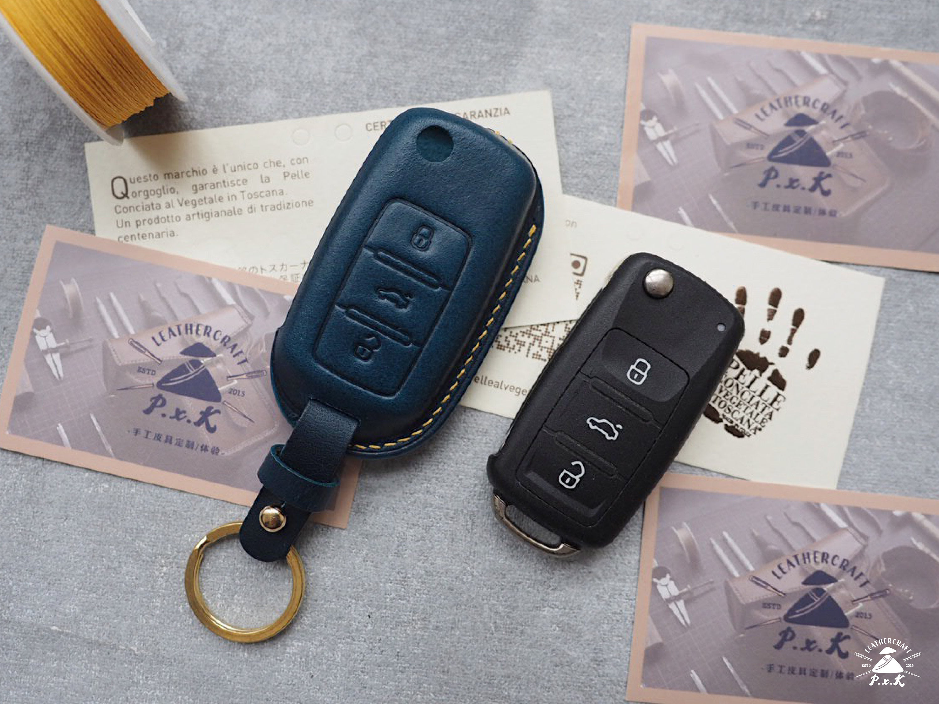 Premium Leder Cover passend für Volkswagen, Skoda, Seat Schlüssel