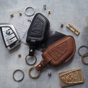 Handmade Leather BMW Car key Case.Leather Car Key Fob cover, Remote Key Case,Car Keychain,Smart Key Leather Case.gift,personalized