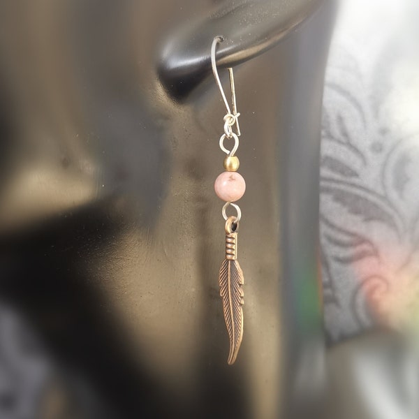 Boucles d'oreilles Asymétriques. Rhodocrosite. Argent 925 BeBellula