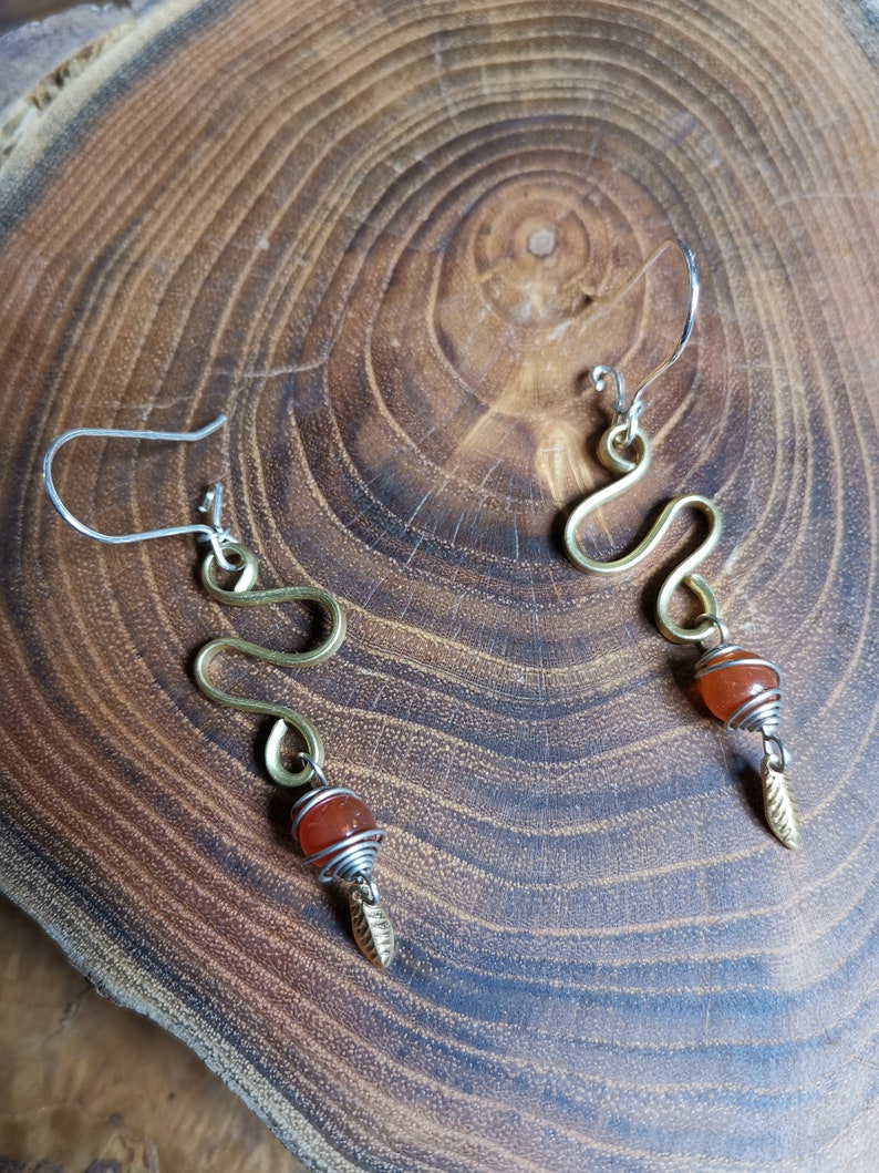 Boucles d/'oreilles Cornaline Fermoirs Argent 925