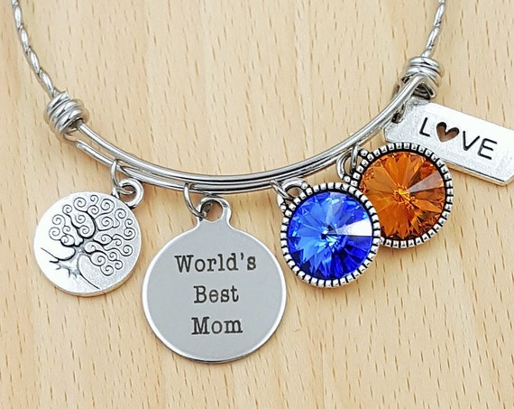 Mom Bracelet with Birthstones Birthstone Bracelet Mom Gift Bracelet for Mom Gift for Mom Gifts for Mom Worlds Best Mom