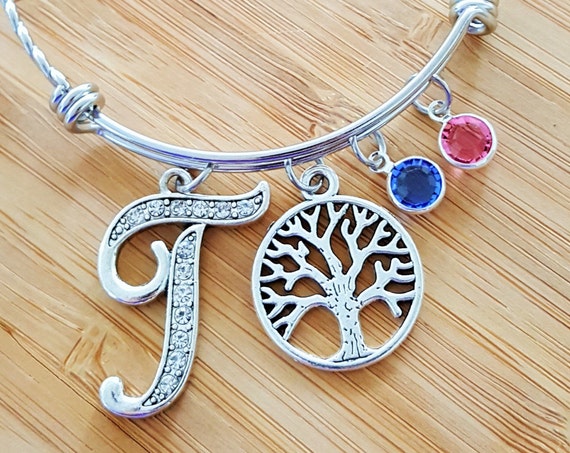 Mom Bracelet with Birthstones / Grandma Bracelet with Birthstones / Birthstone Bracelet / Mom Gift / Grandma Gift / Tree of Life Bracelet