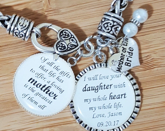 Mother of the Bride Gift Mother of the Bride Bracelet Wedding Gifts for Mother in Law Mother in Law Bracelet Mother in Law Gift Keychain